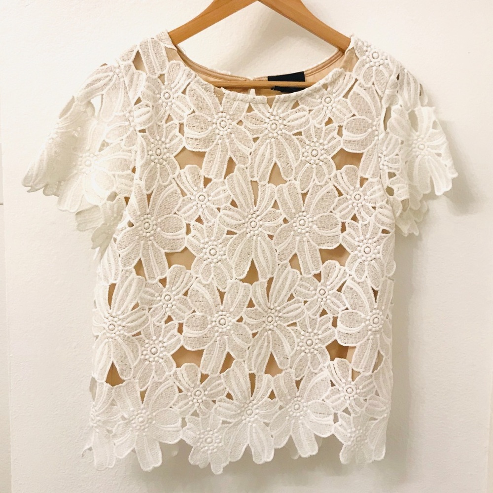 Liv Los Angeles White Floral Cutout Top